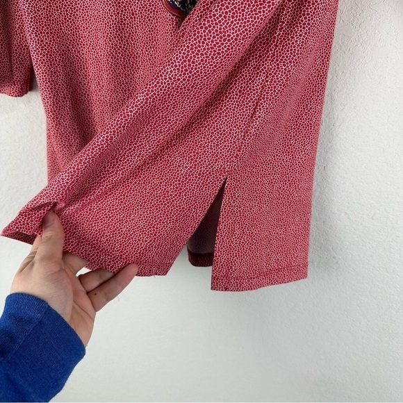 J. McLaughlin Red Paisley V-Neck 3/4 Sleeve Catalina Cloth Top Size Medium - Picture 4 of 8